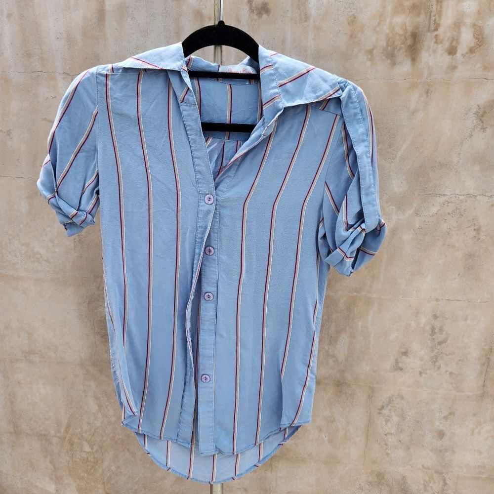 Geren ford silk striped short sleeve shirt